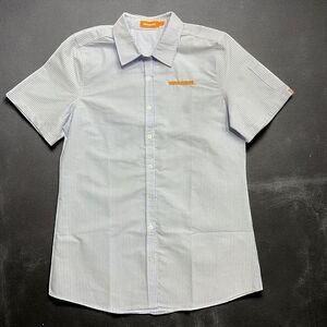 Whataburger NWOT Uniform Manager Blue White Striped Button Down Shirt Womens L